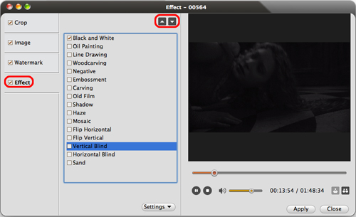 ImTOO Blu Ray Converter for Mac Guide - Add effect
