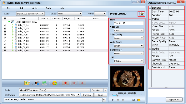 ImTOO DVD to MP4 Converter Guide - Adjust output settings