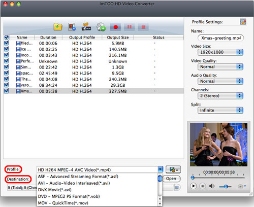 ImTOO HD Video Converter for Mac - output