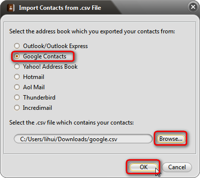 Import gmail csv or vcard to iPhone